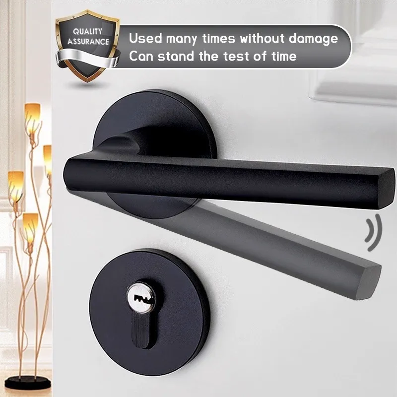 Gagang Pintu 1 set siap pasang, Gaya Eropa Handle Lock Door Model Lurus Bedroom Living Room Mechanical Anti-Theft