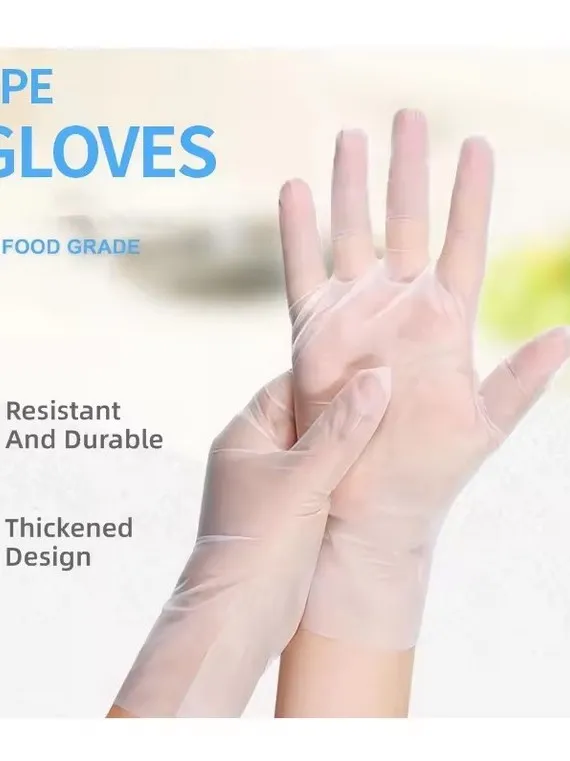 Sarung Tangan TPE Grade A Anti Infeksi Alergi 100PCS Food Grade Tahan Air Keselamatan Sekali Pakai